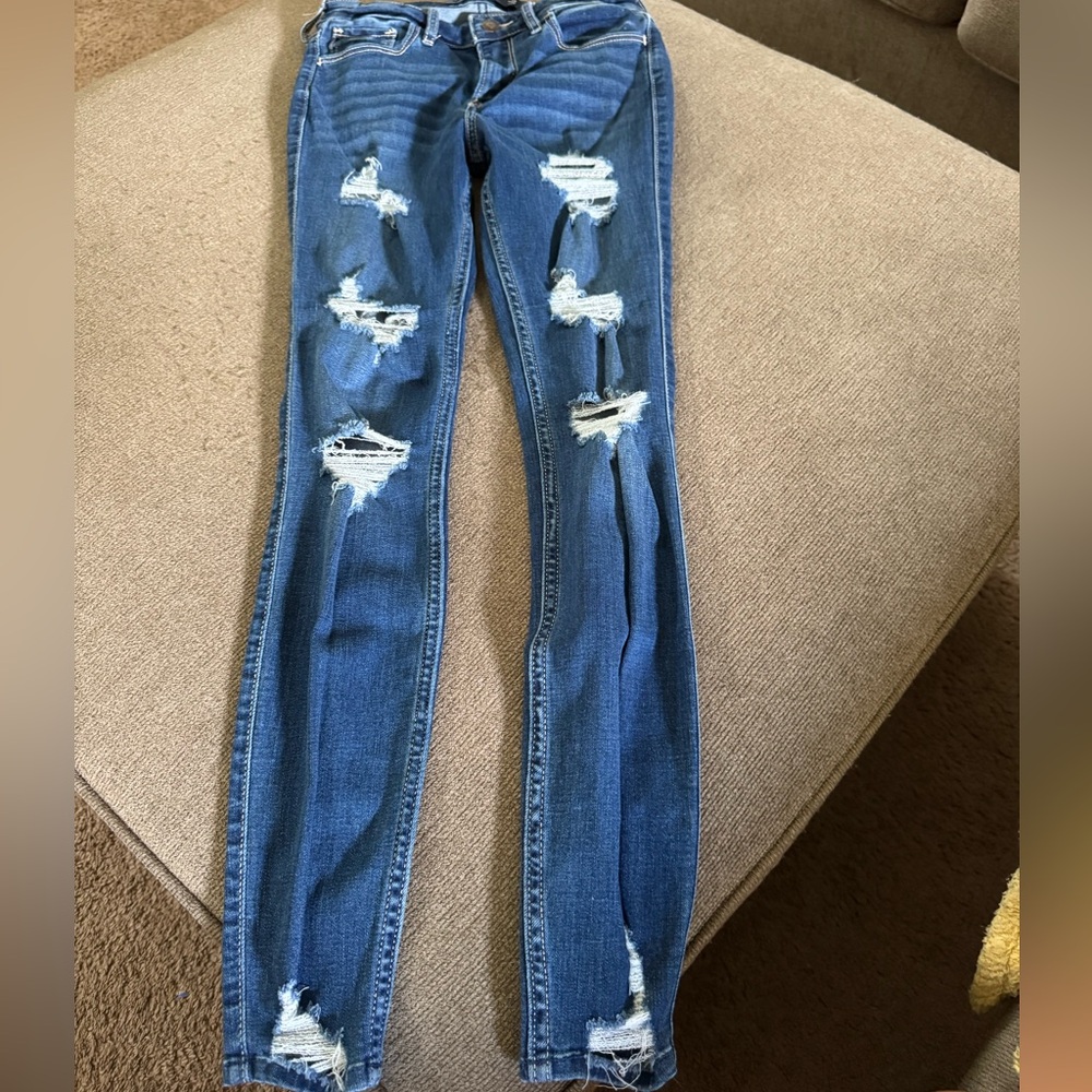 Hollister Blue Skinny Distressed Jeans